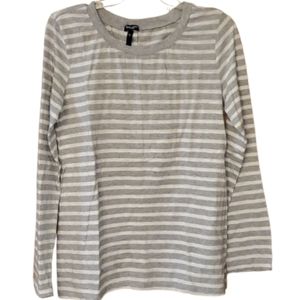Splendid Womans Button Back Long Sleeve Striped Grey Shirt‎ Size XL